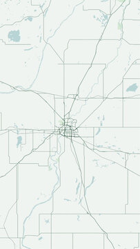 Minimalist vector map of Saskatoon, Saskatchewan, Canada. High-quality scalable illustration of Saskatoon city grid, South Saskatchewan River loops for posters and design.