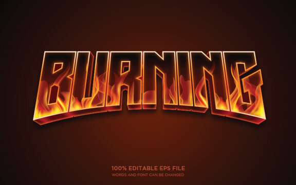Burning flames 3d editable text style effect
