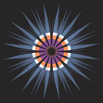 Vibrant colorful starburst design with radial lines and circular pattern