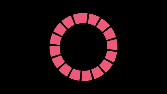 Pink segmented circle loading indicator on black progress