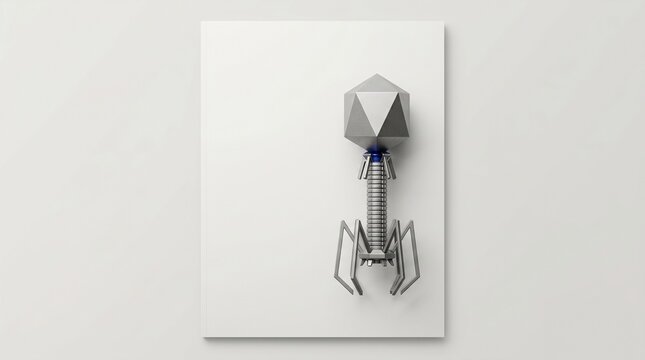 Top view titanium phage specimen in grey and cobalt