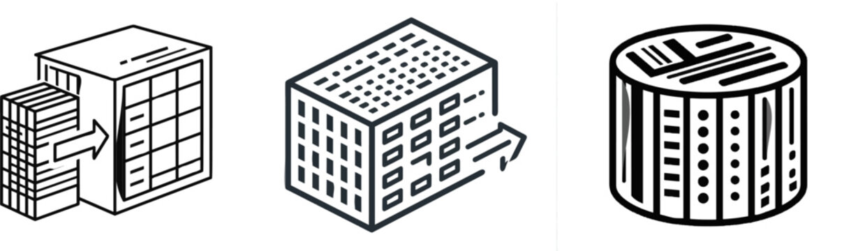 A minimalist B2B tech schematic showcases a spreadsheet data pivot icon with rows and columns shifting into a summary block on a clean white background