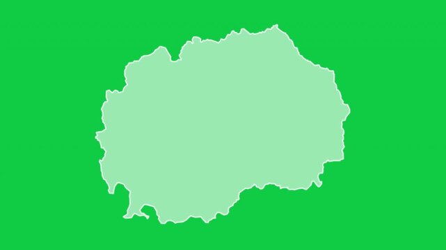 North Macedonia map glow trace outline animation green background