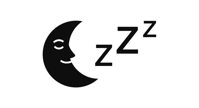 Smiling Moon with Zzz symbol, representing sleep and nighttime
