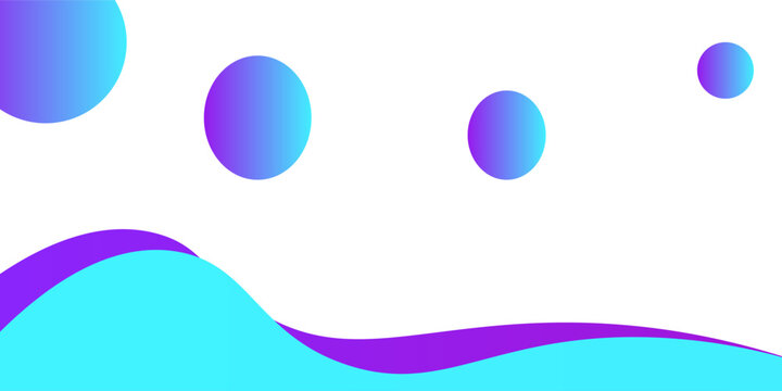 Abstract Gradient Waves And Floating Circles Background In Turquoise And Purple For Modern Design