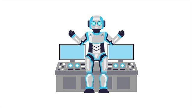 Cyber bot managing systems  2D Flat Animation MP4 file