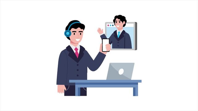 Using digital assistant in real time  2D Flat Animation MP4 file