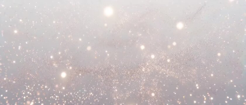 Generative AI, Abstract bright white and rose gold glitter particles waving with dream bokeh loop