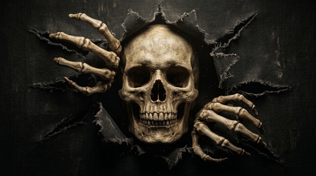 Skeleton Breaking Through Dark Surface