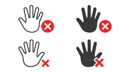 Obraz premium Set of four vector illustrations showing hands with prohibition signs and crosses