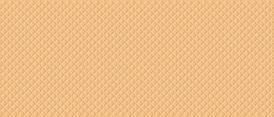 Fototapeta premium Seamless waffle texture background, wafer pattern, crispy ice cream cone surface, vector illustration