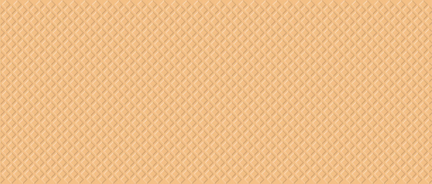 Seamless waffle texture background, wafer pattern, crispy ice cream cone surface, vector illustration
