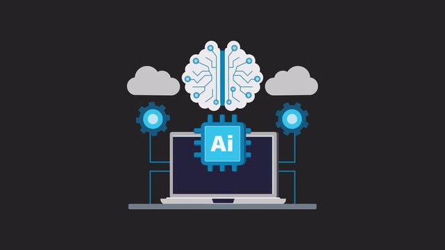  Ai processing visual  data  2D Animation on Transparent Background