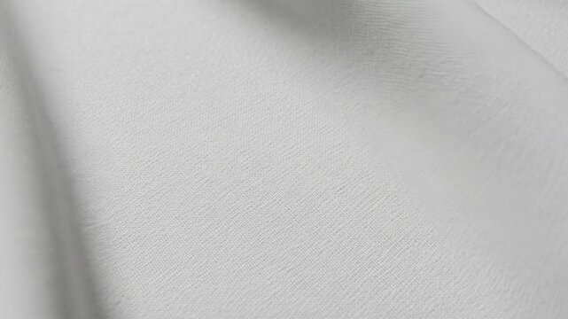 A pristine, bright white canvas fabric texture with a delicate weave, dolly in and track left-to-right with high-key studio lighting, maximizing copy space. Concept of purity and simplicity