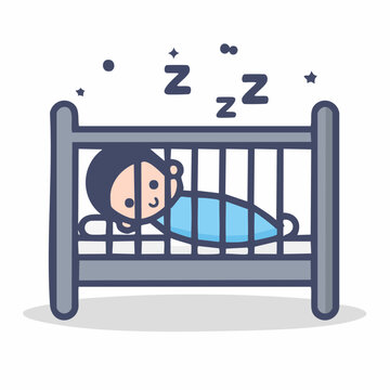 Cute baby sleeping in a crib