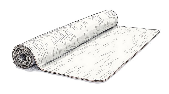 Rolled Paper Roll on Flat Surface