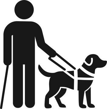 blind person with guide dog