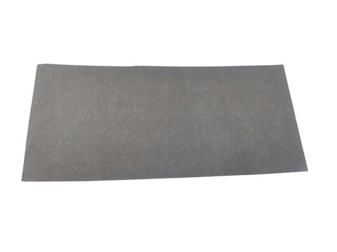 Textured dark gray rectangular fabric with frayed edges