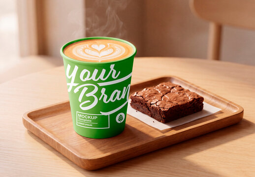 Hot coffee cup cafe mockup