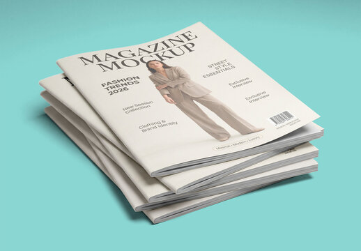 Stacked magazine mockup