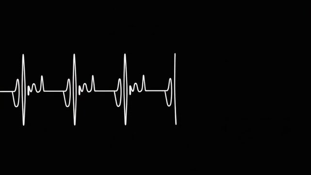 Animated heartbeat line on a black background, medical concept, health, life, and pulse