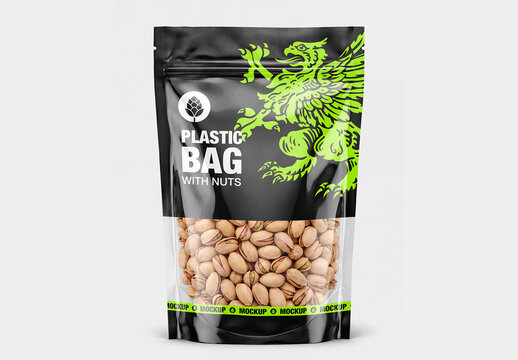Clear pistachio pouch packaging mockup
