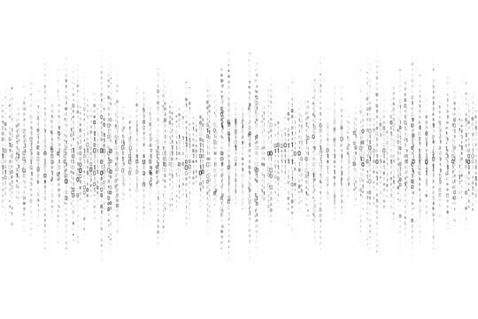 Data code background. Binary 01 numbers flow. Rain and stream of digital elements on white backdrop. Abstract futuristic pattern. Vector