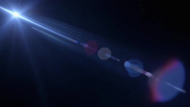 Abstract blue light lens flare effect on a black background animation footage