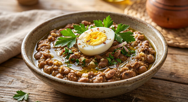 Egyptian Ful Medames Fava Beans with Olive Oil and Egg 8K