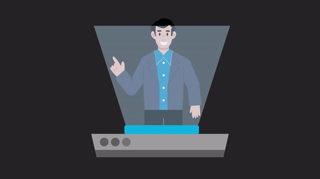 A holographic Ai Assistant  2D Animation on Transparent Background