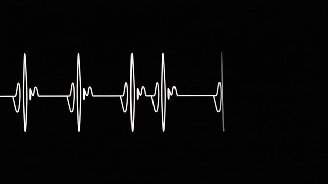 Animated heartbeat monitor on a black background, medical concept, health, life, and pulse