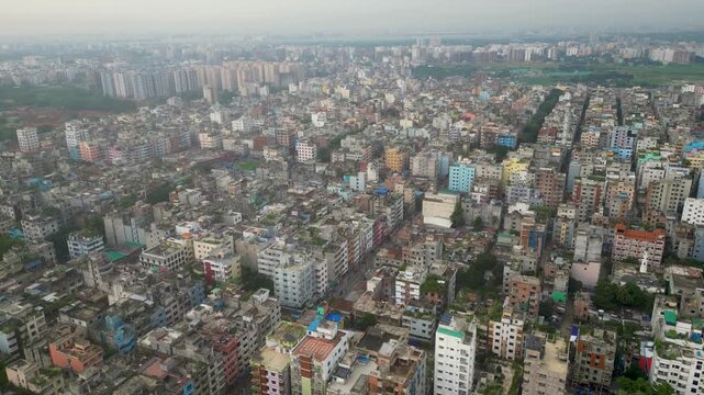 Aerial view of Dhaka city landscape urban skyline Bangladesh 