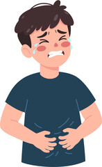 Fototapeta premium Boy crying for stomach ache 