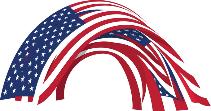 American flag abstraction forms a symmetrical arc against a plain white background.