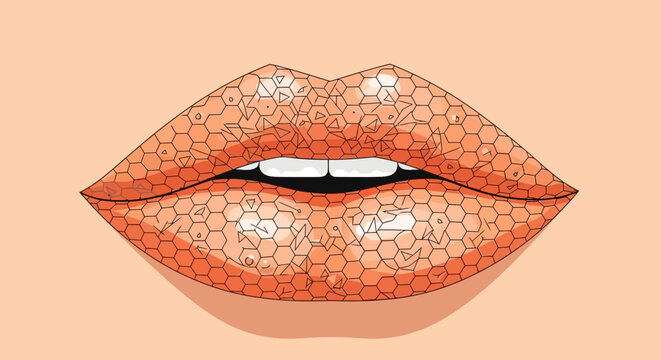 Illustration of dry chapped lips with white patches