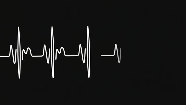 Animated heartbeat monitor on a black background, medical concept, health, pulse, life, rhythm