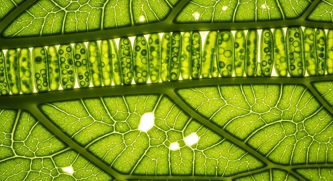 Plant cells chloroplasts macro photo