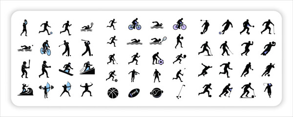 Sports Silhouette Icons web Set Collection of Athletes and Fitness Activities Vector Illustration © Azad