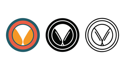 Fototapeta premium Abstract circular leaf logo design icon set in flat black and outline stroke variations.