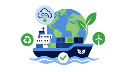 Obraz premium Sustainable eco friendly cargo ship with green imagery.