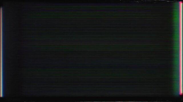 retro tv screen with scan lines and color bars on the edges of the black screen