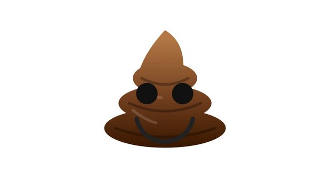 A brown poop emoji icon with a smiling face isolated on a clean white background now