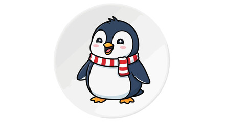 Obraz premium Cute Penguin Wearing Red Scarf.