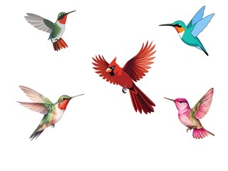 Fototapeta premium set of flying birds