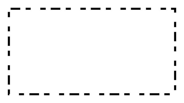 Dotted line rectangle frame animation on white background, animated dashed border frame loop isolated on clean white screen, minimal geometric motion graphic overlay