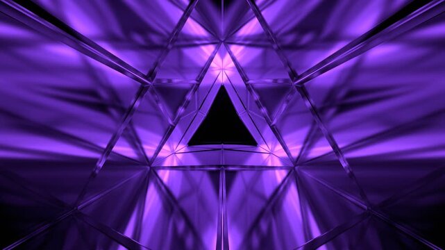 Purple Light-Filled Triangular Tunnel Background VJ Loop in 4K