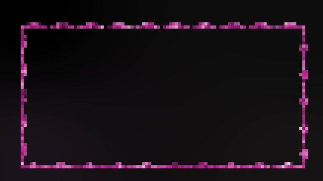 Mosaic pixel border frame animation with digital glitch style, abstract geometric pixelated outline loop, futuristic tech frame motion graphic background