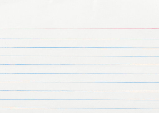 Blank index card with blue horizontal lines and a red top margin.
