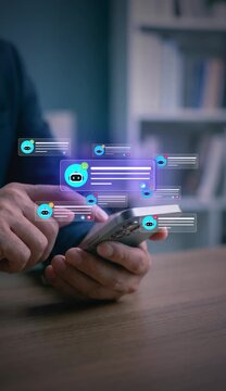 AI Chatbot Notification Overload and Digital Stress &ndash; Social Media Anxiety and Smartphone Addiction Concept