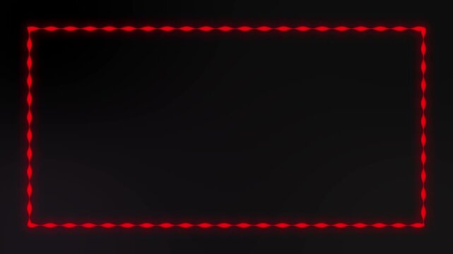 Wavy glowing border frame animation with neon light effect, abstract flowing luminous outline loop, futuristic animated frame background motion graphic